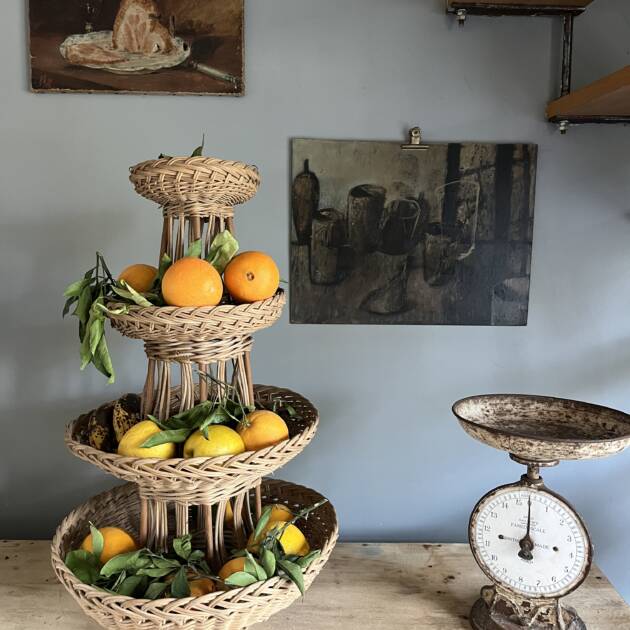 Grande panière en rotin